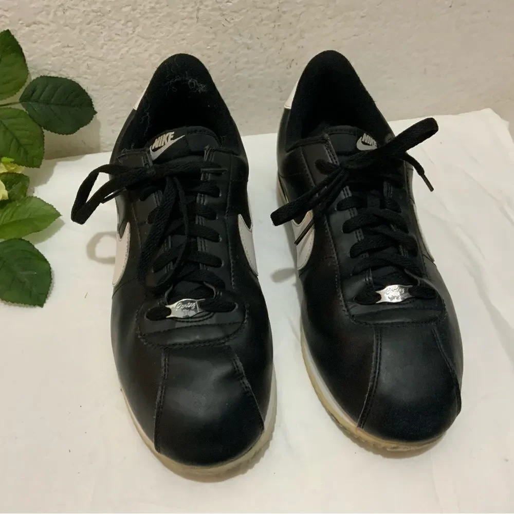 Nike Cortez '72 Basic Leather Black White Lace Up Sneakers Running Shoes 13